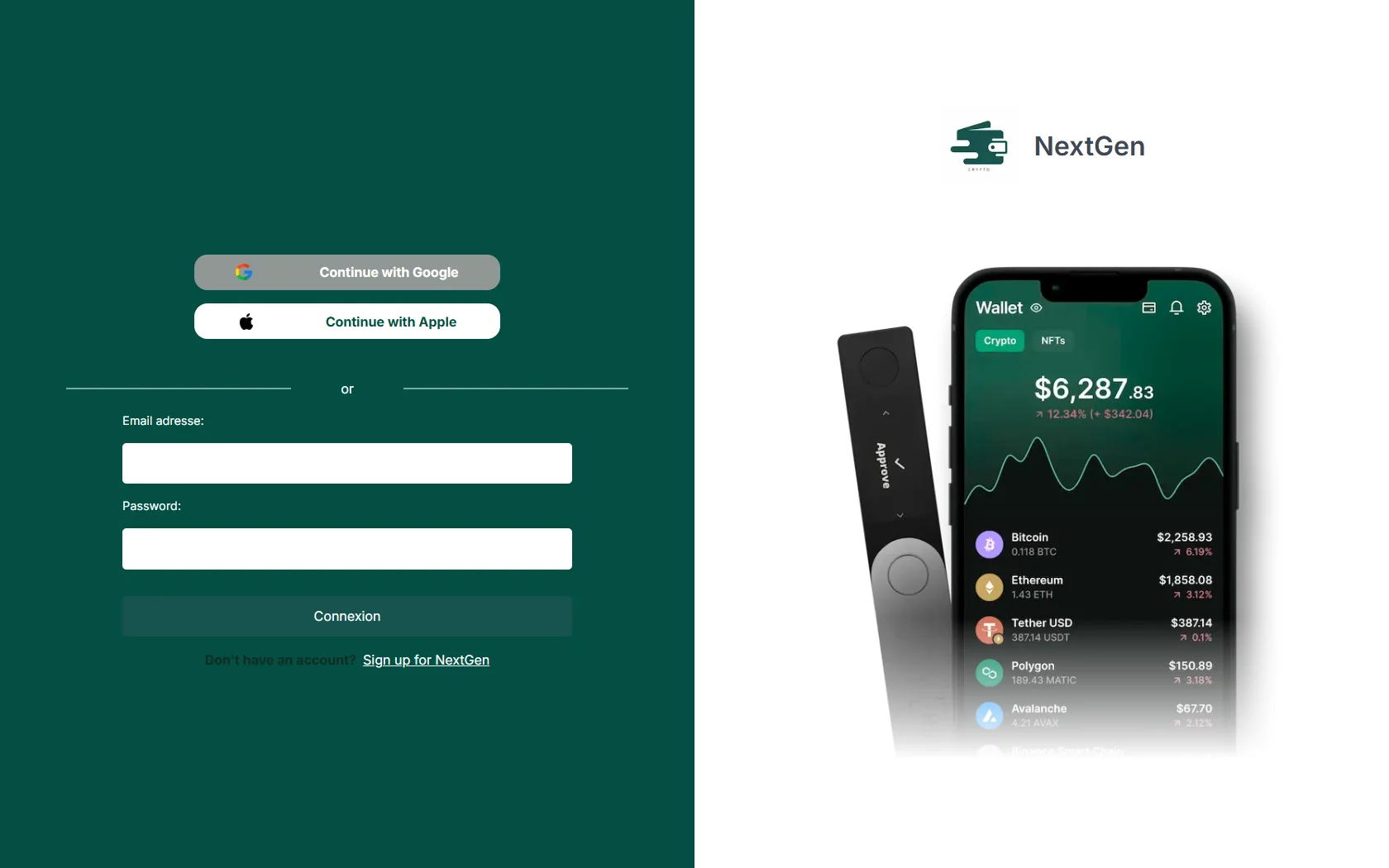 Application web, manager de wallet de cryptomonaies